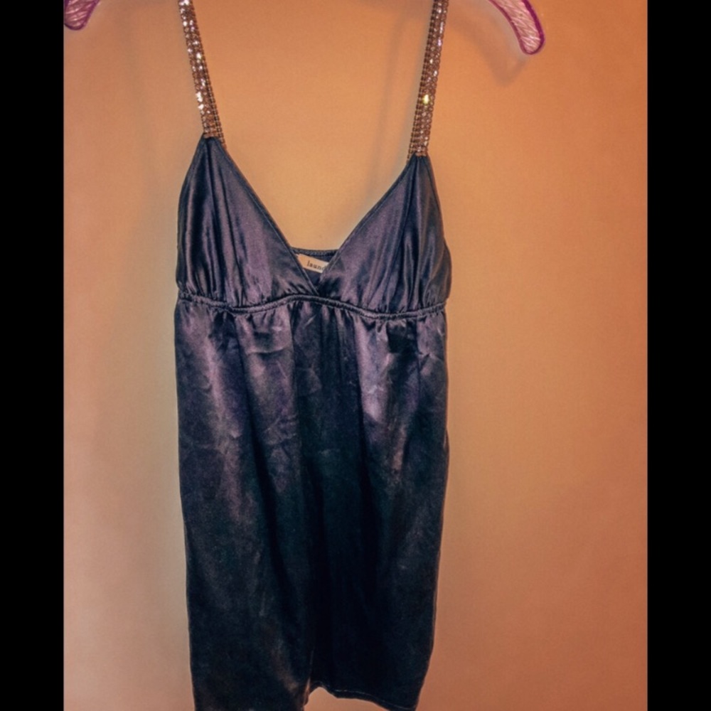 Silk & Rhinestone Dress Navy